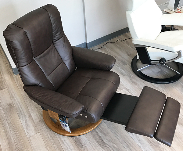 Stressless Mayfair Leg Comfort Power Footrest Paloma Chocolate Leather Recliner Chair by Ekornes