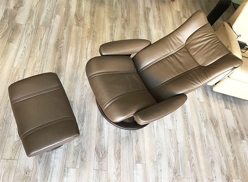 Stressless Wing Recliner Chair and Ottoman in Paloma Chestnut Leather