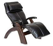 Black Premium Leather with Dark Walnut Wood Base Series 2 Classic Perfect Chair Recliner by Human Touch