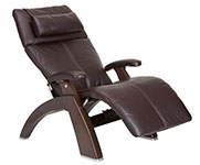 Espresso Premium Leather with Dark Walnut Wood Base Series 2 Classic Perfect Chair Recliner by Human Touch