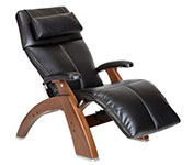 Black Premium Leather with Walnut Wood Base Series 2 Classic Perfect Chair Recliner by Human Touch