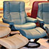 Stressless Kensington Large Mayfair Cori Petrol Leather Recliner Chair and Ottoman