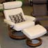 Stressless Taurus Large Recliner and Ottoman - Natura White Fabric