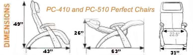 Human Touch Series 2 Classic PC-410 and PC-510 Power Perfect Chair Dimensions