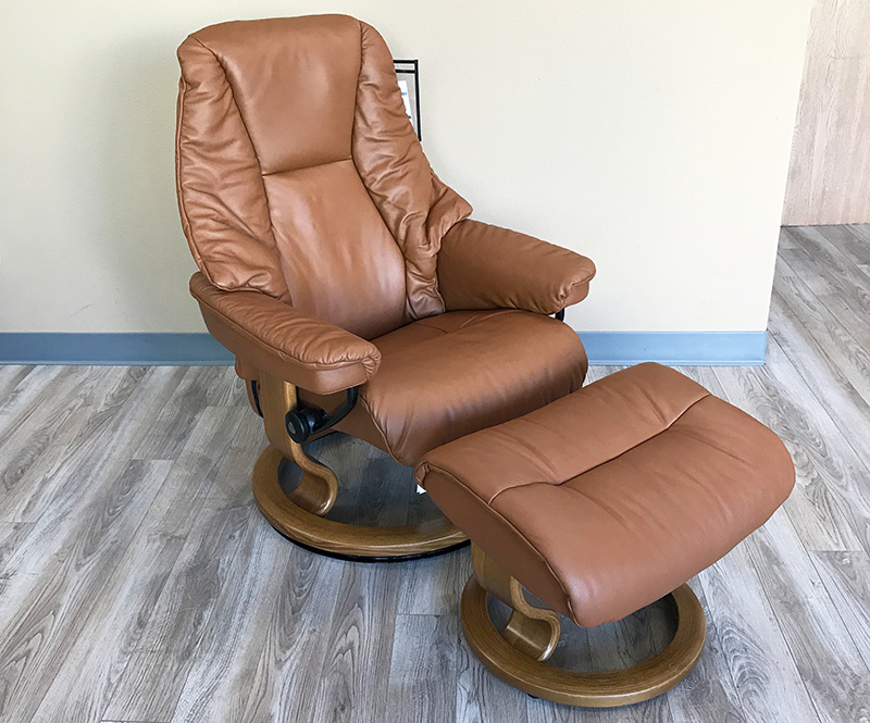 Stressless Live Paloma Copper Leather 09442  Recliner and Ottoman