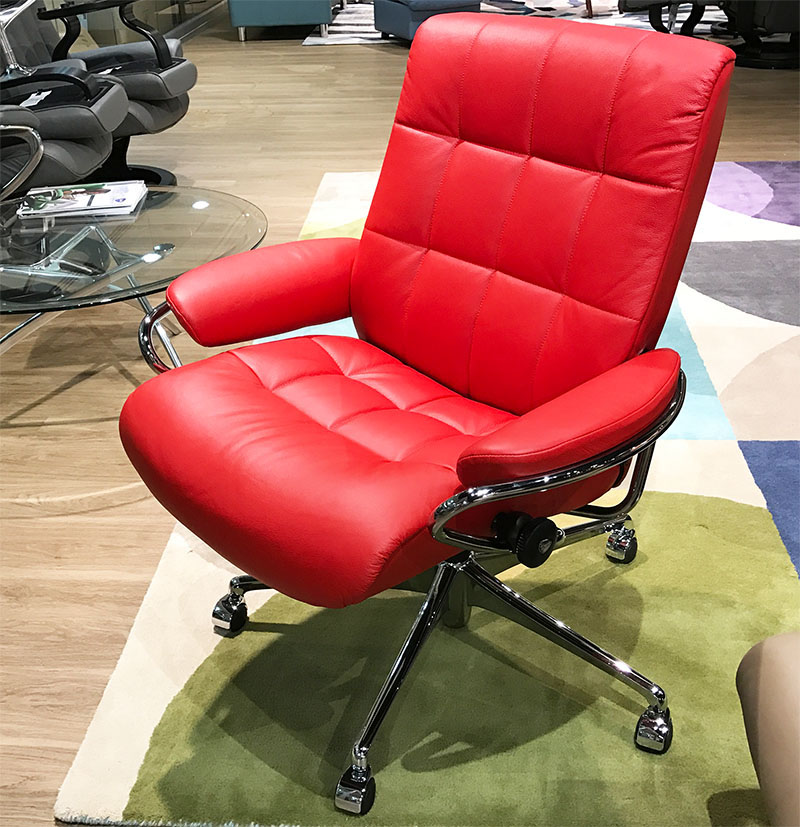 Stressless London Low Back Recliner Chair in Paloma Tomato Red Leather 