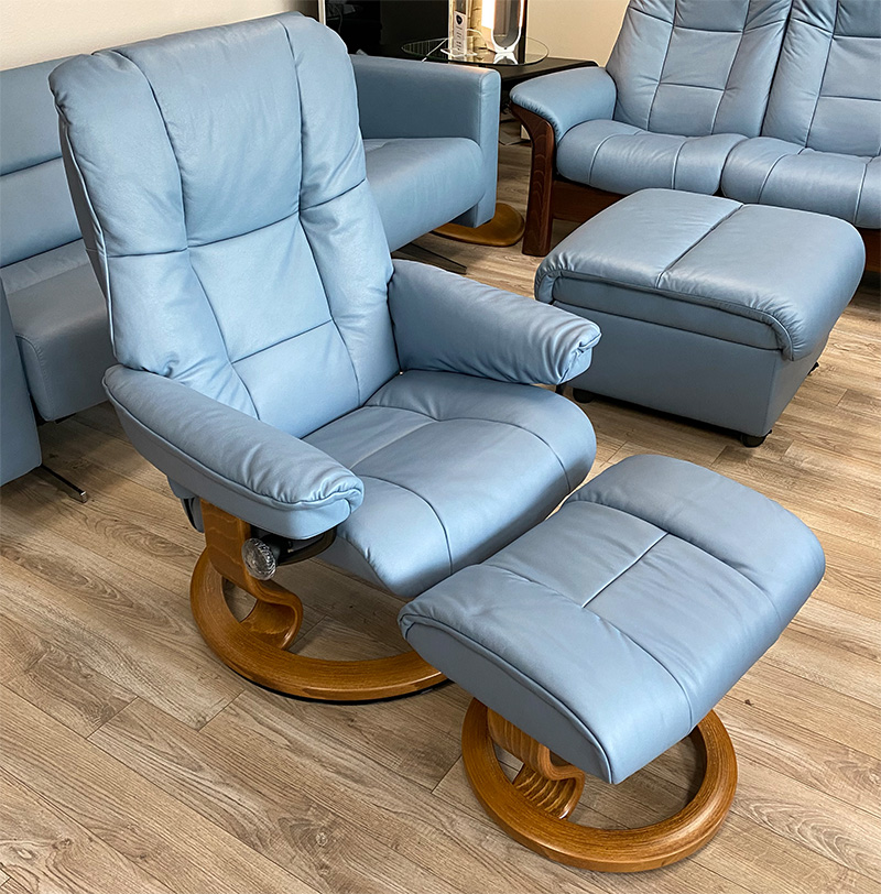 Stressless Mayfair Classic Base Paloma Copper Recliner Chair and Ottoman by Ekornes