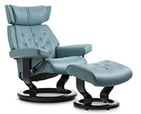 Stressless Skyline Classic Hourglass Wood Base Recliner Chair and Ottoman