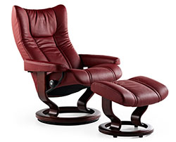 Stressless Wing Classic Base Recliner Chair and Ottoman