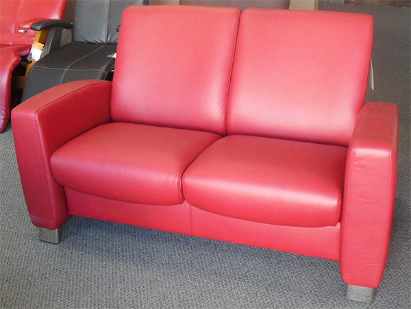 Stressless Arion Loveseat Low Back in Paloma Cherry Leather Leather