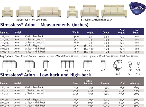 Stressless Arion Sofa Measurements