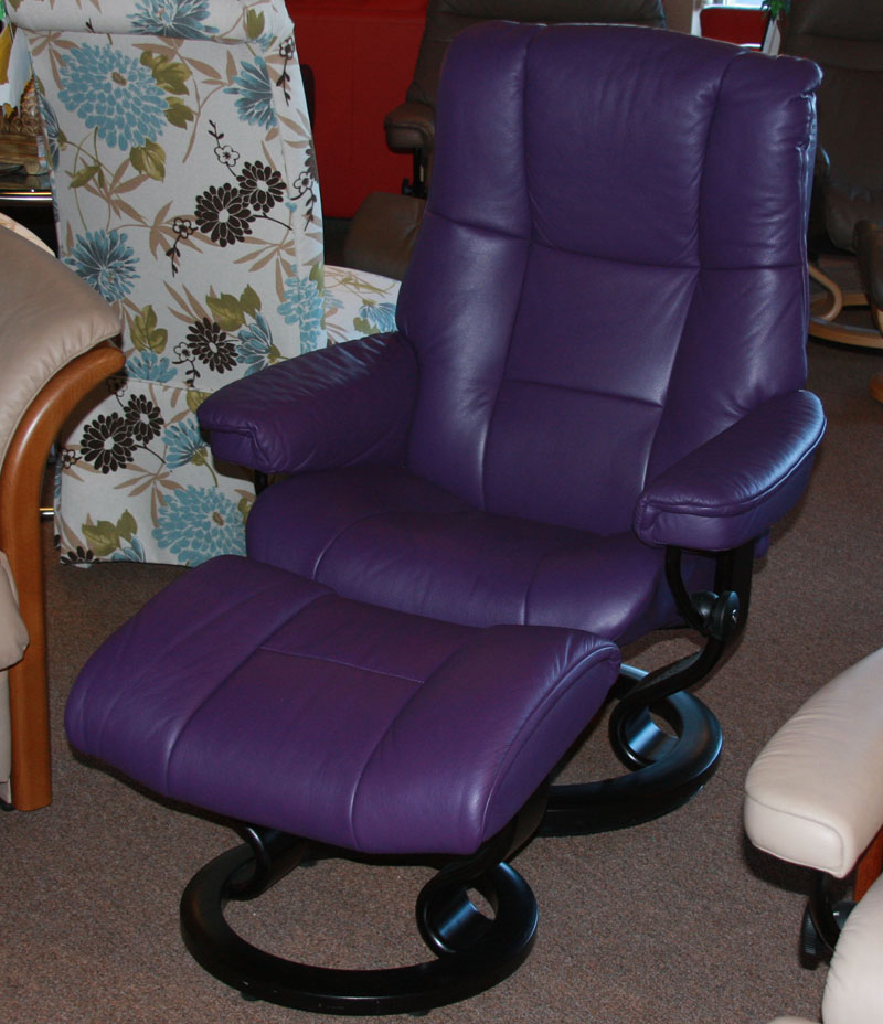 Stressless Paloma Lilac 09468 Leather Color Recliner Chair and Ottoman from Ekornes