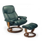 Stressless Diplomat Small Batick Hunter Green Leather Recliner by Ekornes