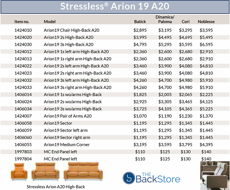 Stressless Arion 19 A20 Sofa and Loveseat Pricing by Ekornes
