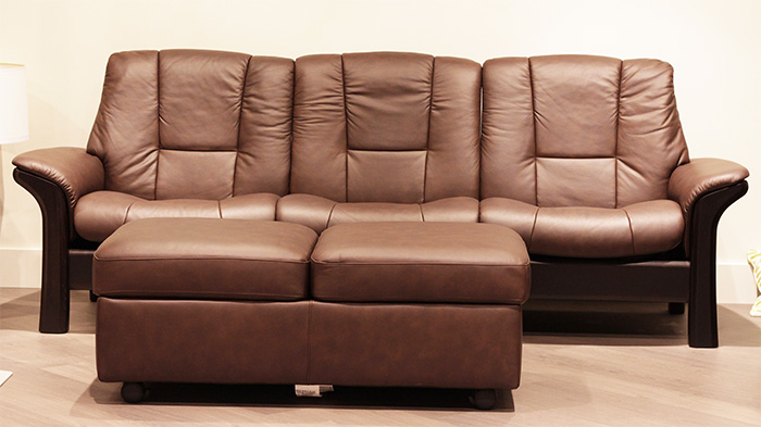 Stressless Buckingham 3 Seat Low Back Sofa Paloma Chocolate Leather