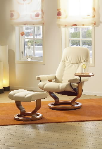 Stressless Ambassador Paloma Kitt Leather Recliner and Ottoman by Ekornes