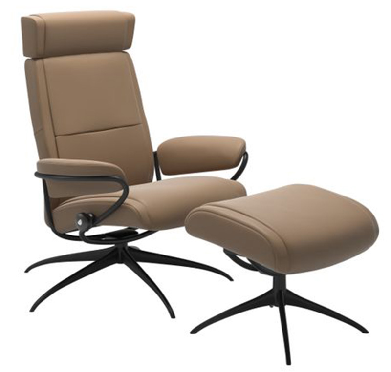 Ekornes Stressless Paris Low Back Leather Recliner and Ottoman Paris