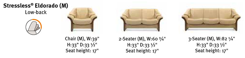 Stressless Eldorado Low Back Sofa Ekornes Dimensions