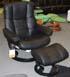 Stressless Mayfair Recliner Chair and Ottoman in Paloma Black Leather 