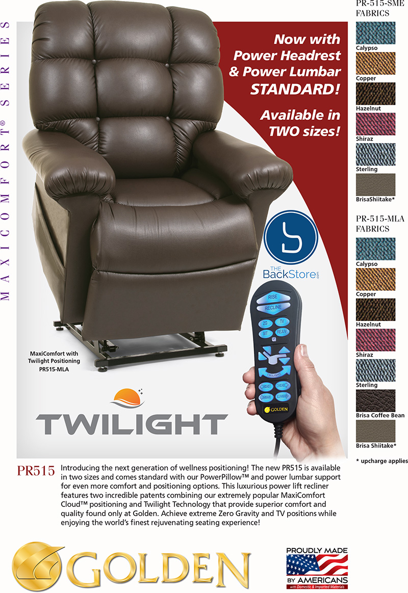 Golden Technologies MaxiComfort PR515 Cloud Lift Chair Recliner with Twilight Technology, Power Headrest and Power Lumbar