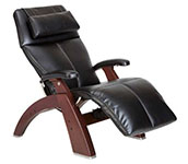 Black Leather with Chestnut Wood Base Series 2 Classic Perfect Chair Recliner by Human Touch