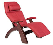 Red Leather with Chestnut Wood Base Series 2 Classic Perfect Chair Recliner by Human Touch