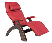 Red Leather with Dark Walnut Wood Base Series 2 Classic Perfect Chair Recliner by Human Touch