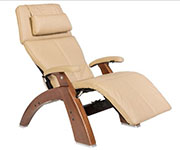 Sand Leather with Walnut Wood Base Series 2 Classic Perfect Chair Recliner by Human Touch