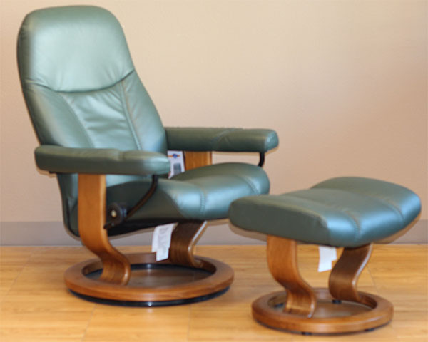 Stressless Batick Hunter Green Leather Recliner by Ekornes