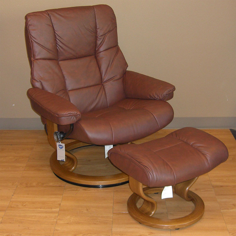 Stressless Kensington Paloma Cognac Leather  Recliner and Ottoman