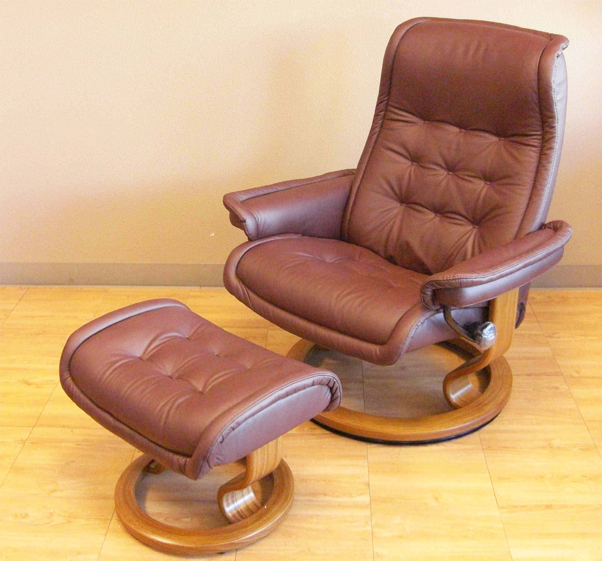 Stressless Paloma Coffee 094 33 Leather Color Recliner Chair and Ottoman from Ekornes
