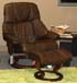 Stressless Vegas Large Reno Recliner Chair and Ottoman in Paloma Chocolate Leather