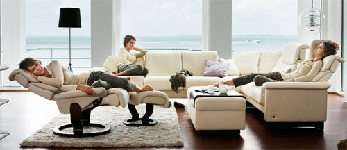 Stressless Paradise Sectional in Paloma Kitt Leather Sofa by Ekornes